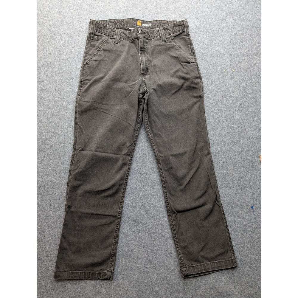 Carhartt Relaxed Fit Men's Canvas Pants 34-30 Charcoal Gray Cargo